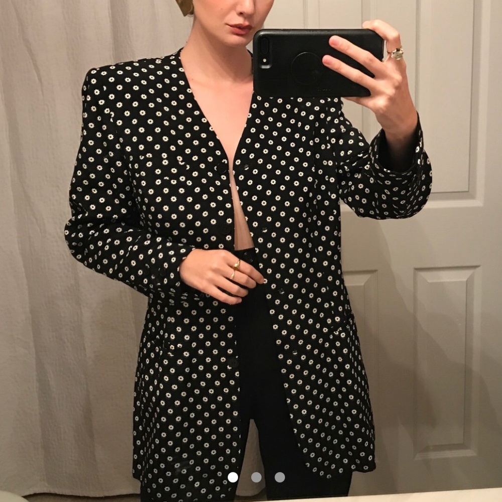 Daisy Printed Black Blazer